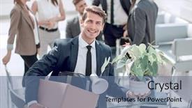  Presentation with first - Slide set consisting of office on his first day background and a ocean colored foreground