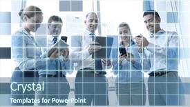  Presentation with blue business - Presentation enhanced with office over blue squared grid background and a  colored foreground