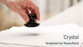  Presentation with stamp - Beautiful presentation theme featuring office paper document stamp backdrop and a sky blue colored foreground