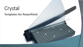  Presentation with paper cutting - Audience pleasing slides consisting of office paper guillotine cutting backdrop and a white colored foreground