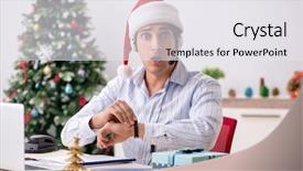  Presentation with christmas sale - Cool new slide set with office party - telesales operator during christmas sale backdrop and a white colored foreground