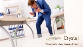  Presentation with office chair - Slides consisting of office prank with sharp thumbtacks background and a cream colored foreground