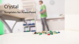  Presentation with directors chair - Theme with office prank with sharp thumbtacks background and a lemonade colored foreground