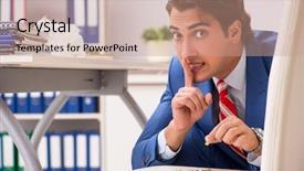  Presentation with plants in office - PPT theme featuring office prank with sharp thumbtacks background and a coral colored foreground