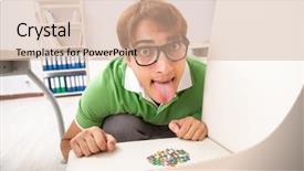  Presentation with office chair - Slides featuring office prank with sharp thumbtacks background and a soft green colored foreground