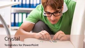  Presentation with office safety fatigue - Cool new slide deck with office prank with sharp thumbtacks backdrop and a coral colored foreground