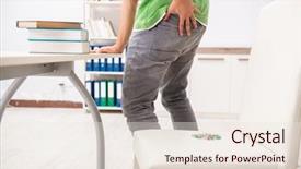  Presentation with office chair - Amazing PPT theme having office prank with sharp thumbtacks backdrop and a sky blue colored foreground