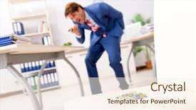  Presentation with directors chair - PPT theme featuring office prank with sharp thumbtacks background and a cream colored foreground