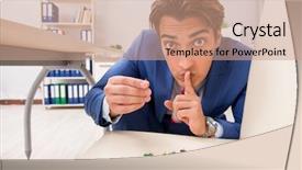  Presentation with office chair - Cool new presentation design with office prank with sharp thumbtacks backdrop and a coral colored foreground