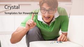  Presentation with office chair - Colorful slide set enhanced with office prank with sharp thumbtacks backdrop and a coral colored foreground