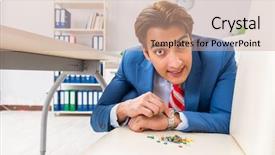  Presentation with office chair - PPT layouts with office prank with sharp thumbtacks background and a coral colored foreground