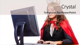  Presentation with queen - Presentation theme having office queen isolated on the white background and a lemonade colored foreground