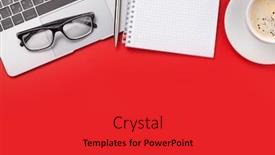  Presentation with goals - Slides featuring office red workplace backdrop background and a red colored foreground