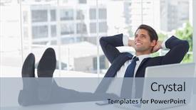  Presentation with jesus washed feet disciples - Beautiful PPT theme featuring successful businessman in his office backdrop and a light blue colored foreground