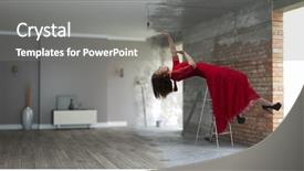  Presentation with office renovation - Audience pleasing slide set consisting of office renovation - feeling of ease and relax backdrop and a gray colored foreground