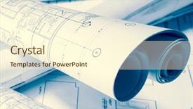  Presentation with office renovation - Beautiful PPT theme featuring office renovation - roled -up plans backdrop and a cream colored foreground