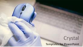  Presentation with office cleaning - Presentation theme having office-sanitizing-wipe-wiping-mouse background and a light gray colored foreground
