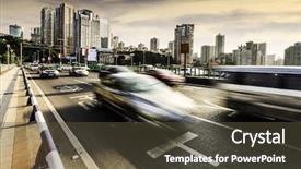  Presentation with motion - Beautiful slide deck featuring office scene - traffic blurred motion on bridge backdrop and a tawny brown colored foreground