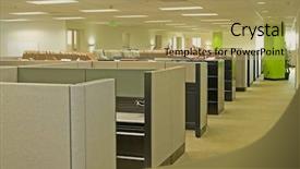  Presentation with corporate - Beautiful presentation design featuring work station - corporate office settings showing desks backdrop and a yellow colored foreground