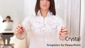  Presentation with schema - Colorful PPT theme enhanced with office showing a world map backdrop and a  colored foreground