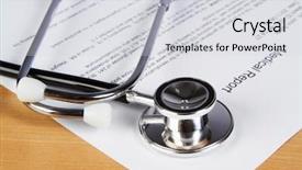  Presentation with report - Slide set consisting of office sick - medical report with a stethoscope background and a light gray colored foreground