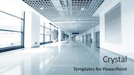  Presentation with win win in business - Audience pleasing presentation theme consisting of office space - hall of business building backdrop and a light blue colored foreground