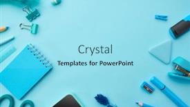  Presentation with blue - Presentation theme having office-stationery-supplies-in-blue background and a arctic colored foreground