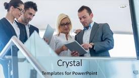  Presentation with work - Audience pleasing presentation theme consisting of office suite - friends at work taking backdrop and a light blue colored foreground