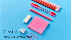  Presentation with sticky notes - Slides enhanced with office-supplies-stationery-and-object background and a light blue colored foreground