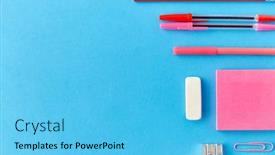  Presentation with sticky notes - Slide deck consisting of office-supplies-stationery-and-object background and a cyan colored foreground