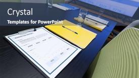  Presentation with monitor computer - Theme enhanced with office-table-with-computer-monitor background and a ocean colored foreground