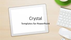  Presentation with notepad - Slide set enhanced with office table with tablet notepad background and a white colored foreground