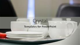  Presentation with porcelain - Slide set featuring office tea and coffee set with a pot and cups white porcelain on the table background and a light gray colored foreground