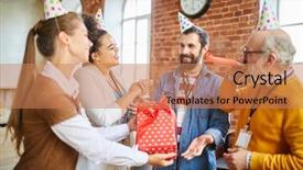 Presentation with celebrate - PPT theme having office to celebrate birthday background and a  colored foreground