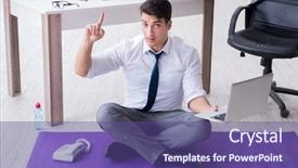  Presentation with stress - Cool new PPT theme with office to cope with stress backdrop and a violet colored foreground