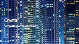  Presentation with tower - Presentation having office tower - modern building at night background and a ocean colored foreground