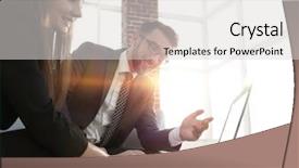  Presentation with strategy - Cool new PPT theme with office training - talking business strategy backdrop and a light gray colored foreground