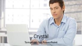  Presentation with classics professional - Amazing PPT theme having office typing on laptop computer backdrop and a light blue colored foreground