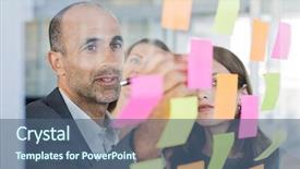  Presentation with team planning - PPT layouts featuring office using colored sticky note background and a ocean colored foreground