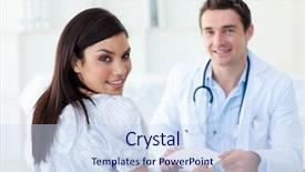  Presentation with prescription - PPT theme consisting of office visits - male doctor giving a prescription background and a sky blue colored foreground