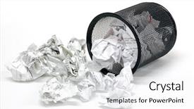  Presentation with waste - Theme with office wastebasket and paper background and a white colored foreground