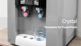  Presentation with water dispenser - Presentation design featuring office water cooler with glass background and a gray colored foreground