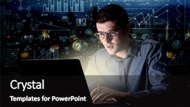  Presentation with blue night - Presentation theme enhanced with office with blue calculation background and a  colored foreground