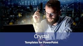  Presentation with blue night - Slide deck having office with blue calculation background and a ocean colored foreground