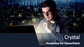  Presentation with blue night - PPT theme having office with blue calculations background and a navy blue colored foreground