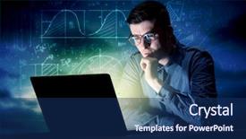  Presentation with blue night - Slides consisting of internet challenges - young handsome businessman working late background and a navy blue colored foreground