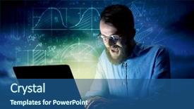  Presentation with blue night - Slide deck featuring mathematic charts in the background background and a ocean colored foreground