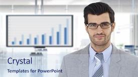  Presentation with confident - Audience pleasing PPT layouts consisting of office with financial graph backdrop and a  colored foreground