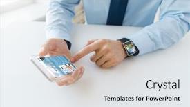  Presentation with mass media - Slides featuring watch at office with news background and a white colored foreground