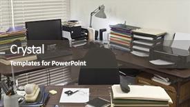  Presentation with piles - PPT layouts consisting of office with piles of file background and a dark gray colored foreground